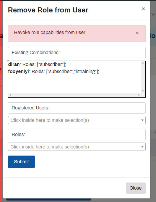 remove management role assignment from user